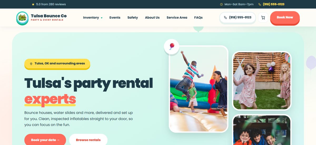 Confetti design, home page