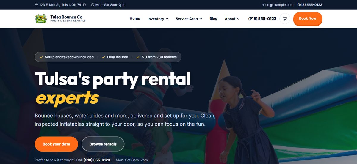Marquee design, home page